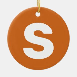 Initial Letter Chocolate Brown Simple Elegant Ceramic Ornament