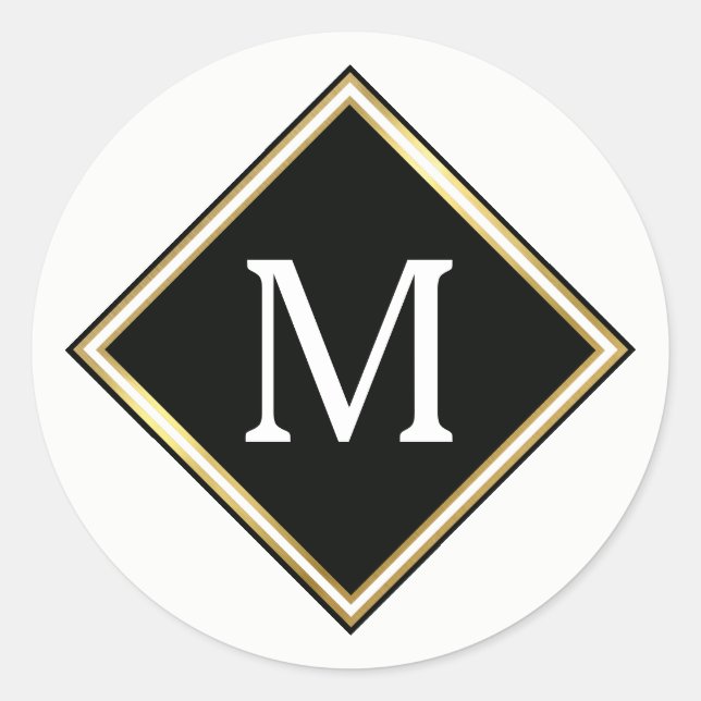 initial letter  classic round sticker (Front)