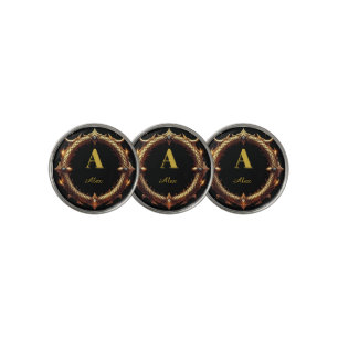 ✨ Initial Letter Dragon Ornate Circle Frame ✨ Golf Ball Marker