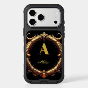 ✨ Initial Letter Dragon Ornate Circle Frame ✨ iPhone 17 Pro Max Case