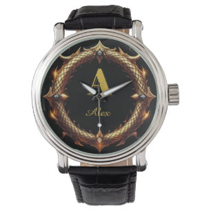 ✨ Initial Letter Dragon Ornate Circle Frame ✨ Watch