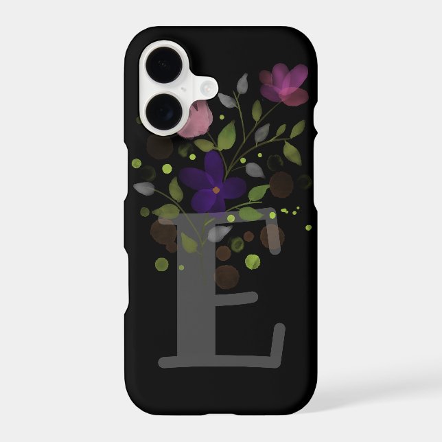 Initial Letter E Plus Floral Design Iphone Case (Back)