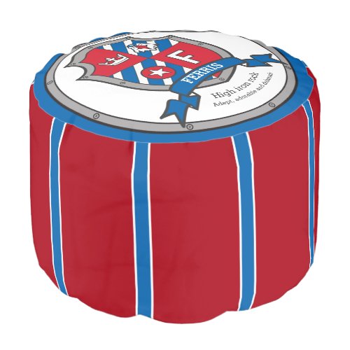 Initial letter F Ferris name meaning blue crest Pouf