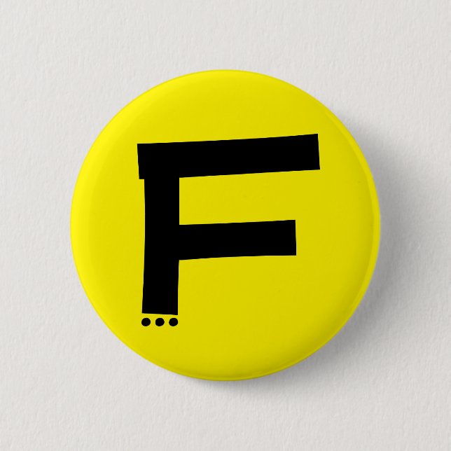Initial Letter F Monogram Modern Button (Front)