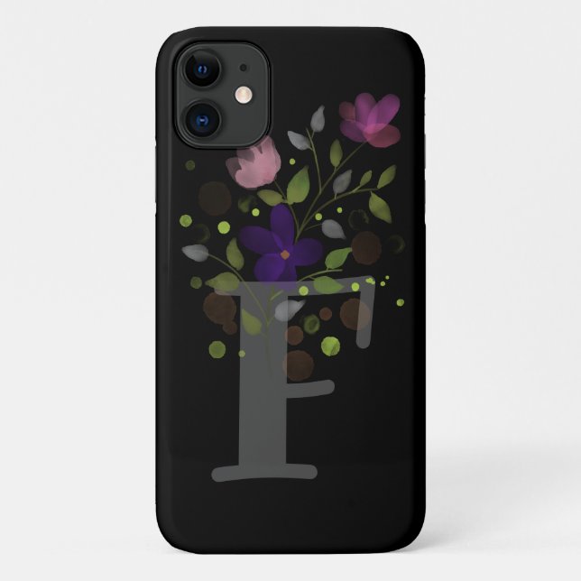 Initial Letter F Plus Floral Design Case-Mate iPhone Case (Back)