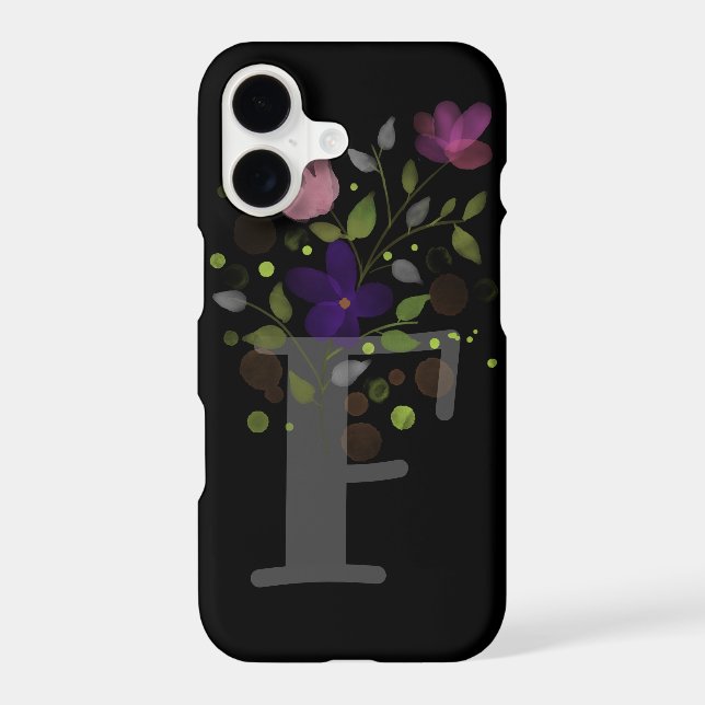 Initial Letter F Plus Floral Design Iphone Case (Back)