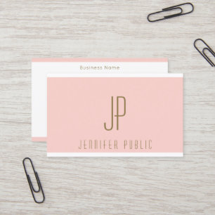 Initial Letter Gold Blush Pink Modern Monogram Business Card