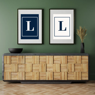 Initial Letter | Gray Monogram Modern Stylis Poster