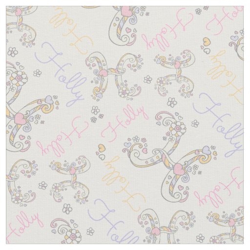 Initial letter H Holly name fabric