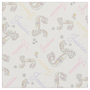 Initial letter J Jessica custom name fabric