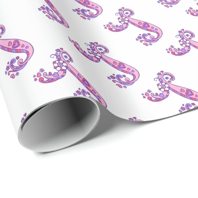 Initial letter J monogram personalized wrap Wrapping Paper (Roll Corner)
