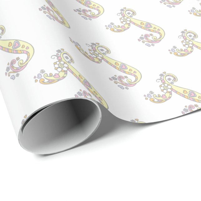 Initial letter J monogram personalized wrap Wrapping Paper (Roll Corner)