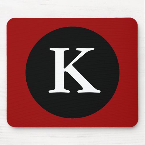 Initial Letter K Mousepad  Red and Black