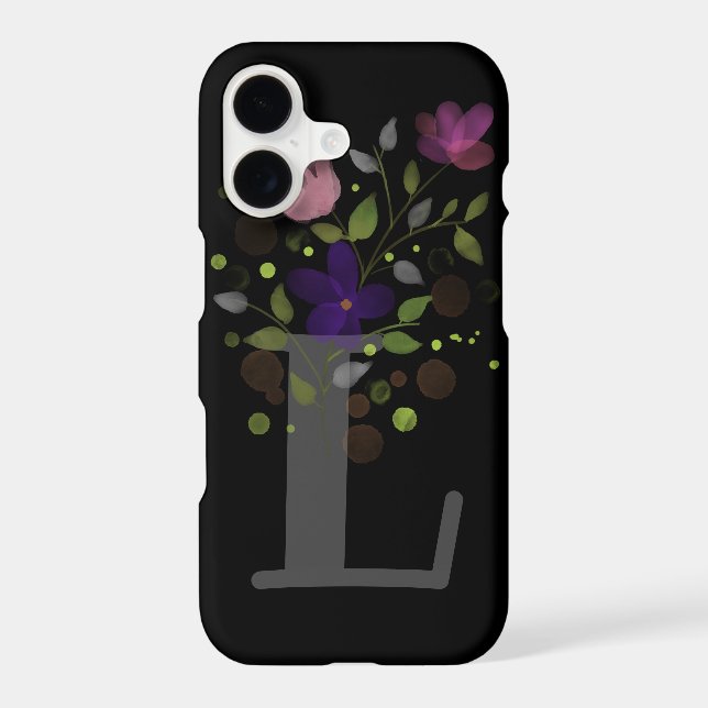 Initial Letter L Plus Floral Design Iphone Case (Back)