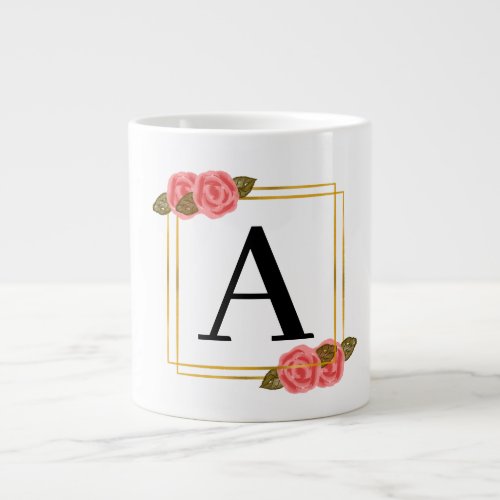 Initial letter  letter A with golden frame Giant Coffee Mug