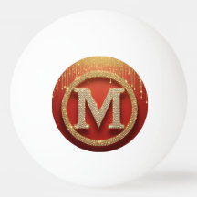 Initial Letter M Gold Glitter Monogram