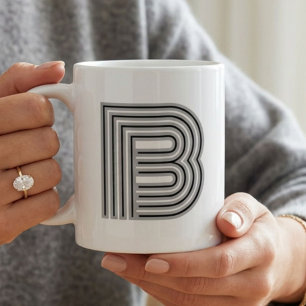 Initial Letter Monogram Black White Modern Stylish Coffee Mug