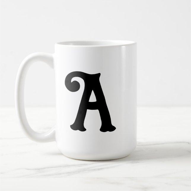 Initial letter monogram customizable present coffee mug (Left)