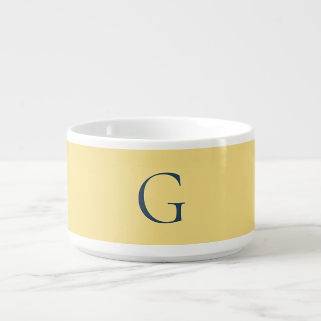 Initial Letter Monogram Jasmine Slate Grey Plain Bowl (Center)