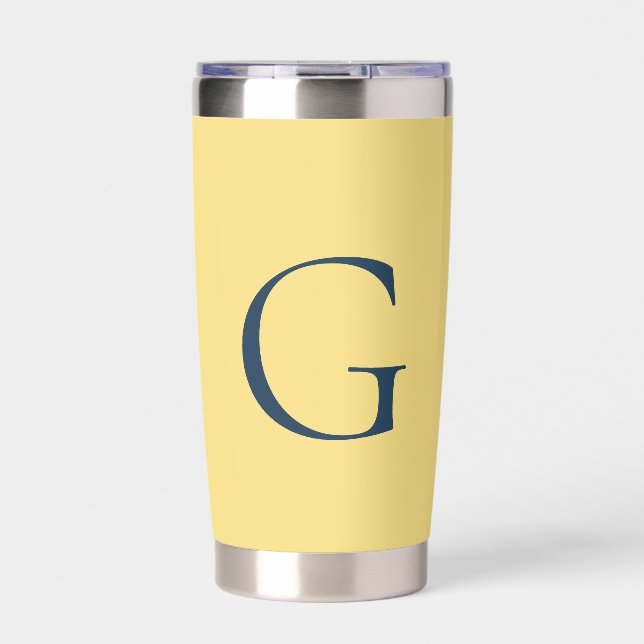 Initial Letter Monogram Jasmine Slate Grey Plain Insulated Tumbler (Front)