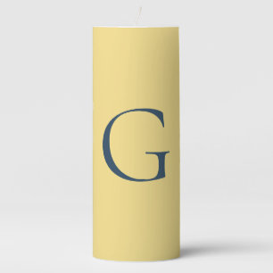 Initial Letter Monogram Jasmine Slate Grey Plain Pillar Candle