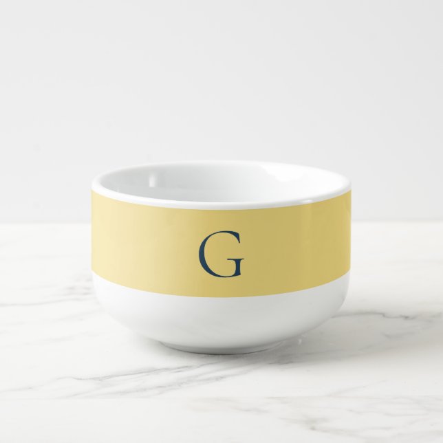 Initial Letter Monogram Jasmine Slate Grey Plain Soup Mug (Front)