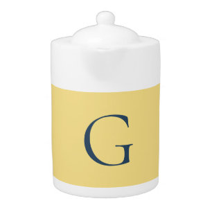 Initial Letter Monogram Jasmine Slate Grey Plain Teapot