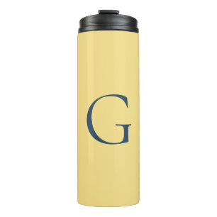 Initial Letter Monogram Jasmine Slate Grey Plain Thermal Tumbler