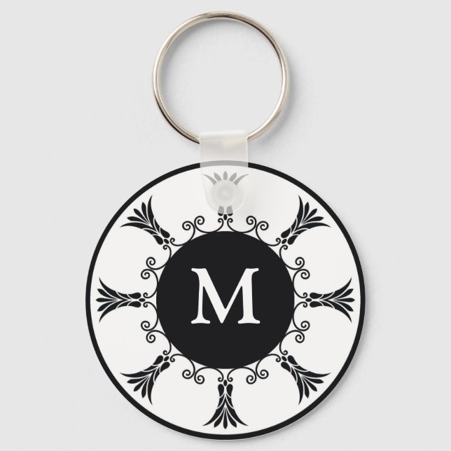 Initial Letter Monogram Key chain : : Black (Front)