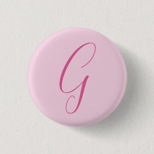 Initial Letter Monogram Light Pink Plain Chic Button