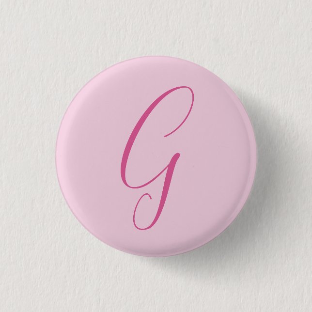 Initial Letter Monogram Light Pink Plain Chic Button (Front)
