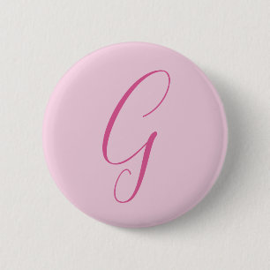 Initial Letter Monogram Light Pink Plain Chic Button