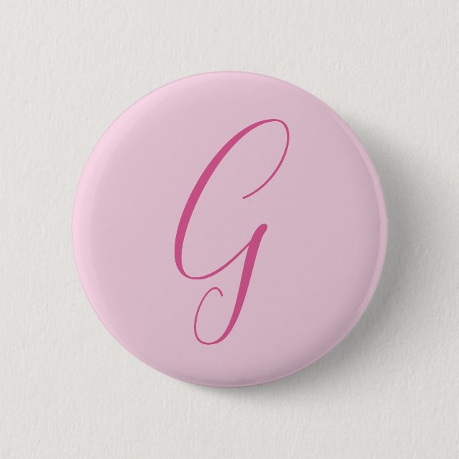 Initial Letter Monogram Light Pink Plain Chic Button (Front)