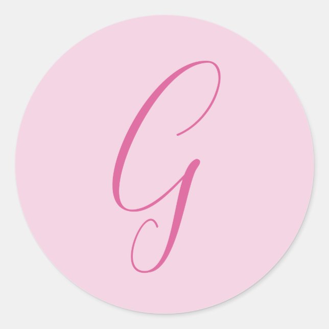 Initial Letter Monogram Light Pink Plain Chic Classic Round Sticker (Front)