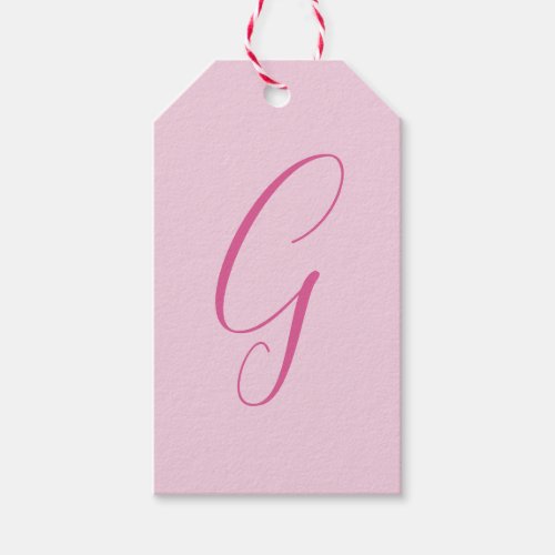 Initial Letter Monogram Light Pink Plain Chic Gift Tags