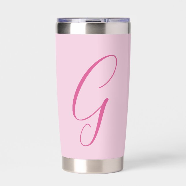 Initial Letter Monogram Light Pink Plain Chic Insulated Tumbler (Front)