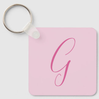 Initial Letter Monogram Light Pink Plain Chic Keychain