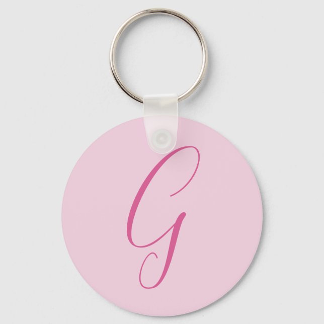Initial Letter Monogram Light Pink Plain Chic Keychain (Front)