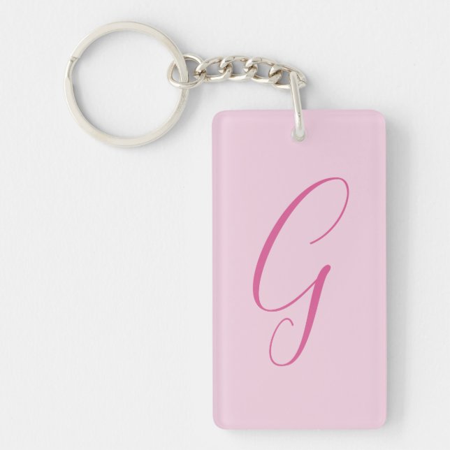 Initial Letter Monogram Light Pink Plain Chic Keychain (Front)