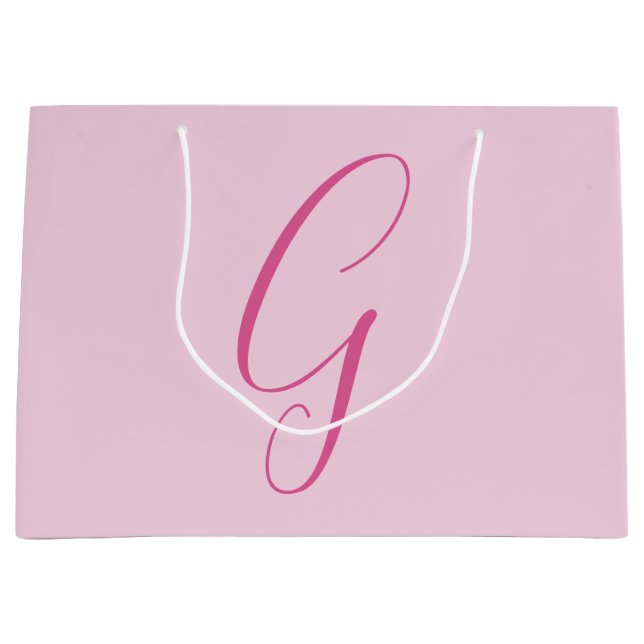 Initial Letter Monogram Light Pink Plain Chic Large Gift Bag (Front)