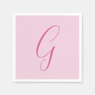 Initial Letter Monogram Light Pink Plain Chic Napkins
