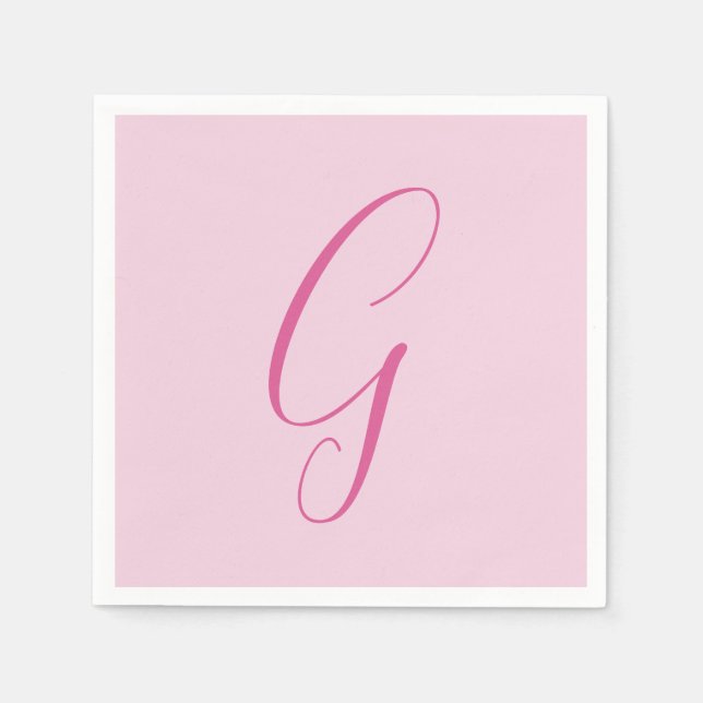 Initial Letter Monogram Light Pink Plain Chic Napkins (Front)