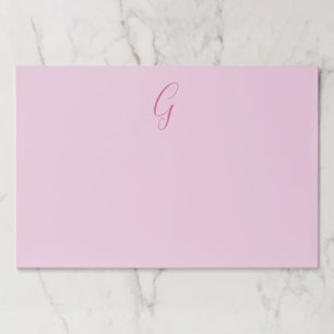 Initial Letter Monogram Light Pink Plain Chic Paper Pad