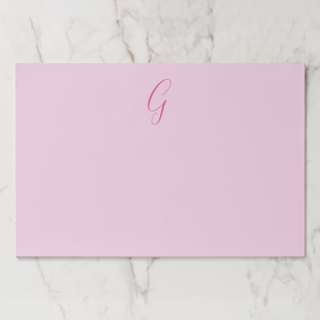 Initial Letter Monogram Light Pink Plain Chic Paper Pad (Front)
