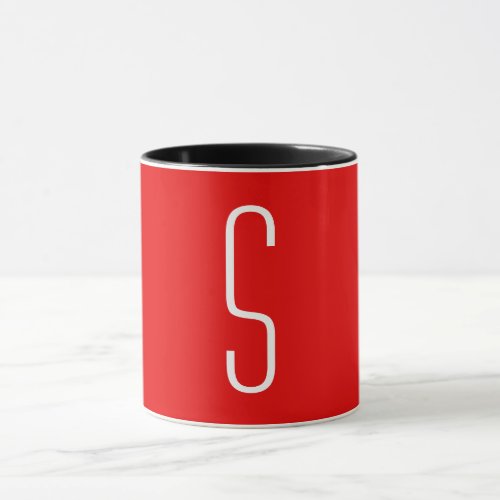 Initial Letter Monogram Modern Red White Black Mug