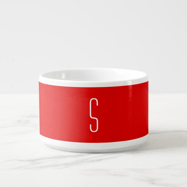 Initial Letter Monogram Modern Red White Bowl (Center)