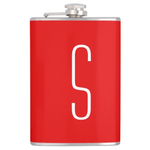 Initial Letter Monogram Modern Red White Flask