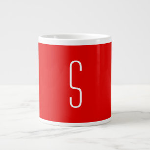 Initial Letter Monogram Modern Red White Giant Coffee Mug
