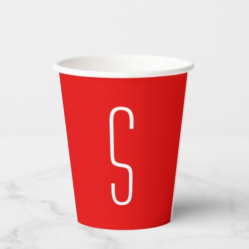 Initial Letter Monogram Modern Red White Paper Cups