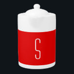 Initial Letter Monogram Modern Red White Teapot<br><div class="desc">Would you like to own a product with the initials of your name? It is very simple,  aesthetic and attractive.</div>